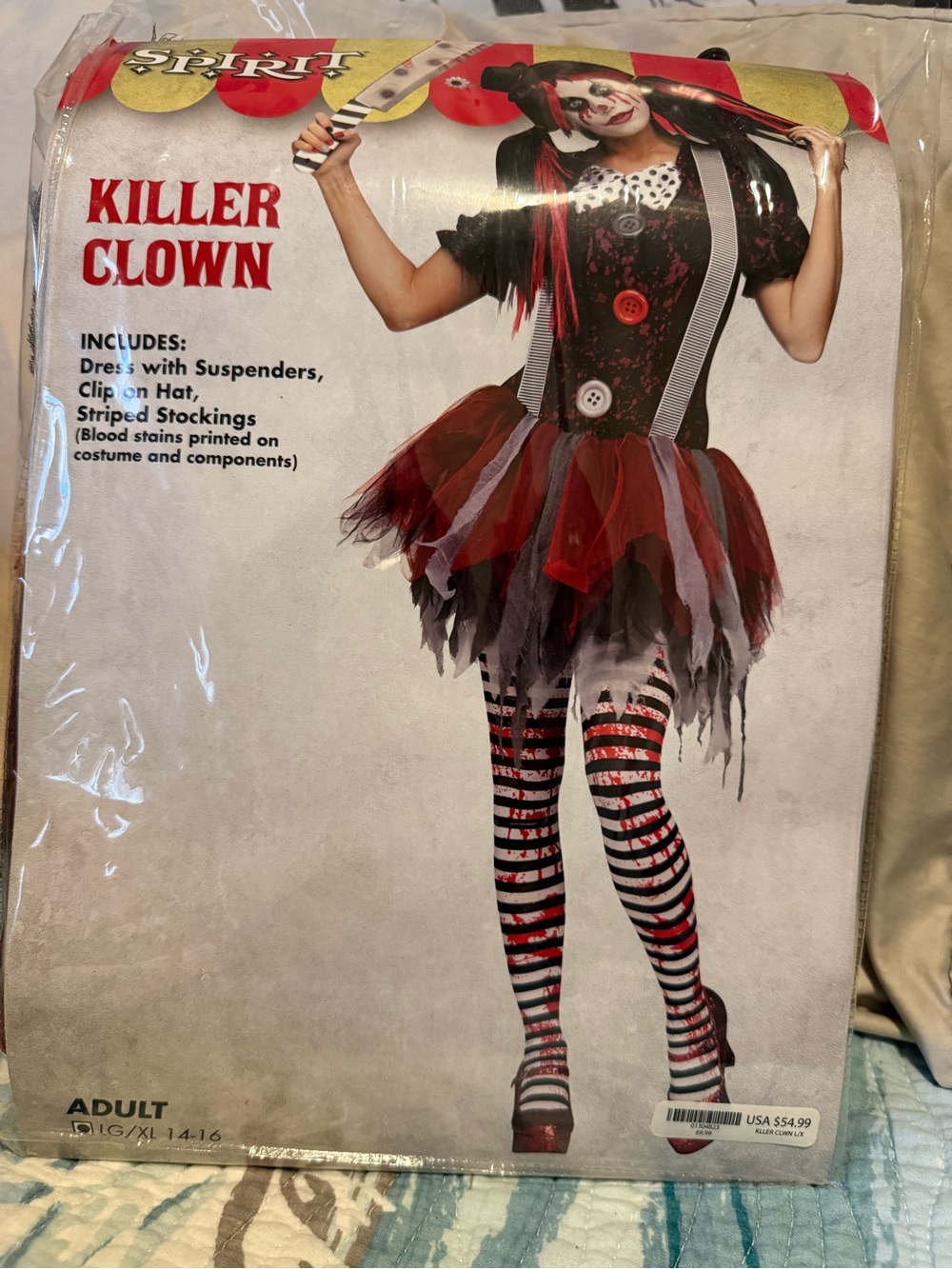 Spirit Killer Clown Costume in Red, Black & White